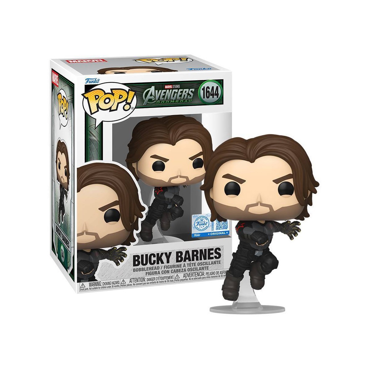 Funko Pop Bucky Barnes #1644 Avengers Doomsday caja Special Edition Target Exclusive con figura fuera de caja fondo blanco