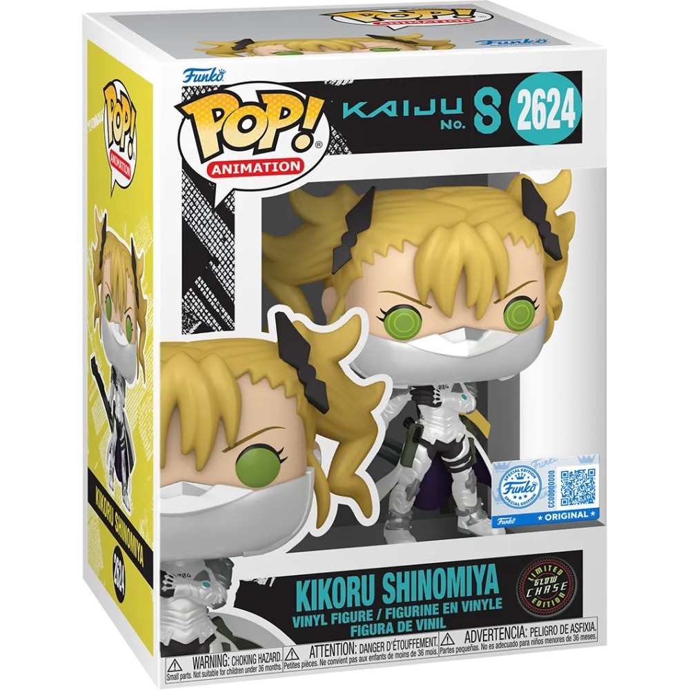 Caja del Funko Pop Kikoru Shinomiya 2624 chase con sticker Limited Glow Chase Edition, fondo blanco Caja del Funko Pop Kikoru Shinomiya 2624 chase con sticker Limited Glow Chase Edition, fondo blanco